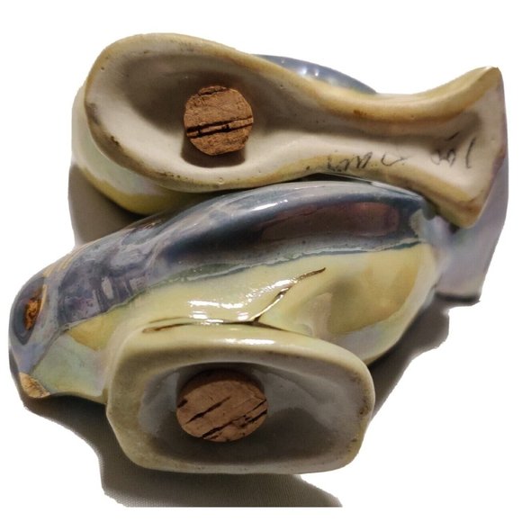 Vintage Blue Yellow Birds Salt & Pepper Shakers Gold Detailed Glossy Porcelain - Picture 6 of 16